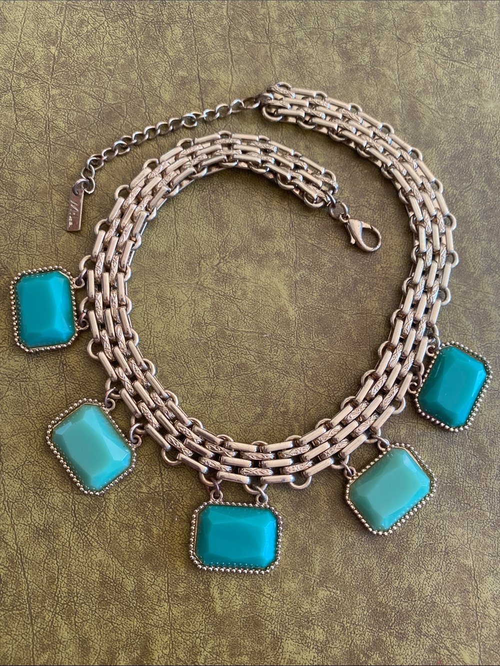 Mika Yoga Wear Gold-Tone Multi Strand Necklace with Turquoise Pendants